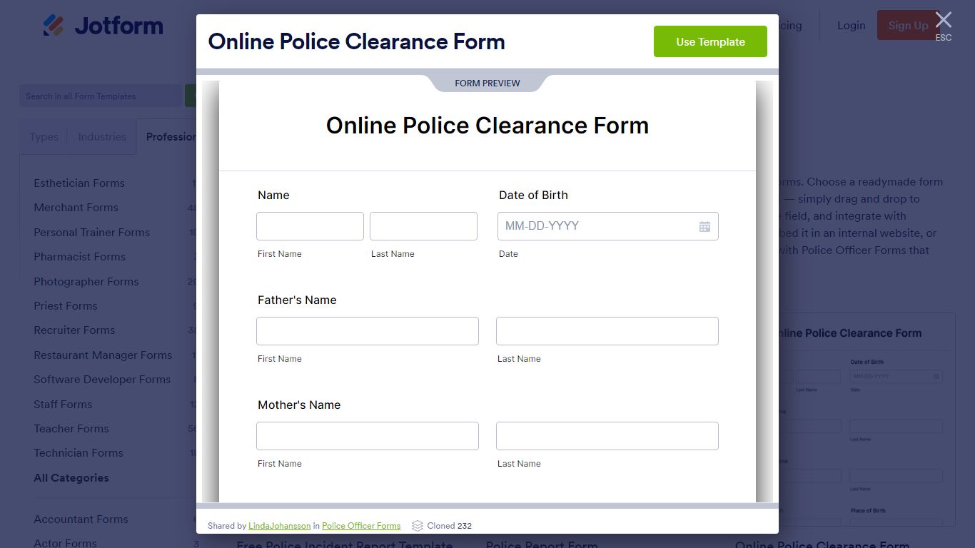 Online Police Clearance Form Template | Jotform